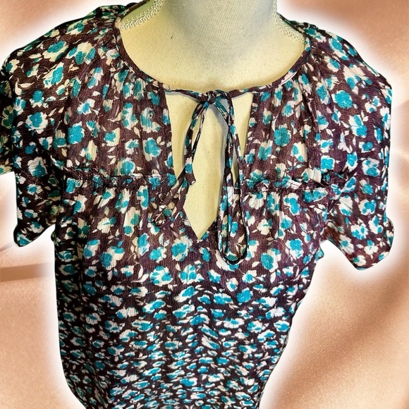 NWT Ramy Brook NY ‘Sidney’ Tie Neck Silk-Blend Top in “Roco” Floral Size Small - Picture 5 of 16